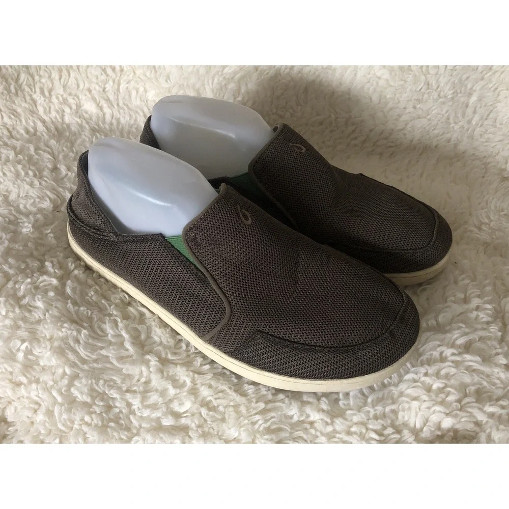 Olukai Nohea Mesh Slip On Loafers Brown Fold Down Heel Comfort Shoes Mens 9.5